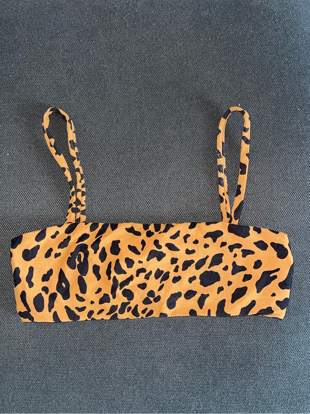 Leopard Print Bandeau Top with Straps - Orange & Black